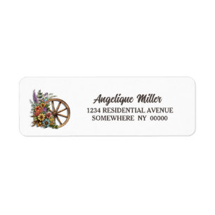 Rustic Floral Wagon Wheel Adresse de retour