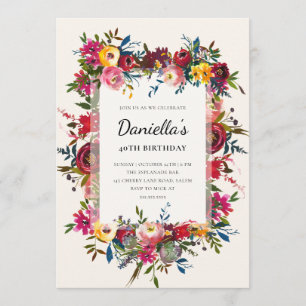 Rustic Floral Watercolor Bouquet Birthday Invitation