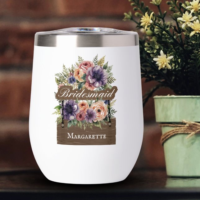 Rustic Floral Watercolor Bridesmaid Wedding Gift (Creator Uploaded)