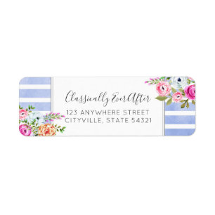 Rustic Floral Watercolor Modern Return Address