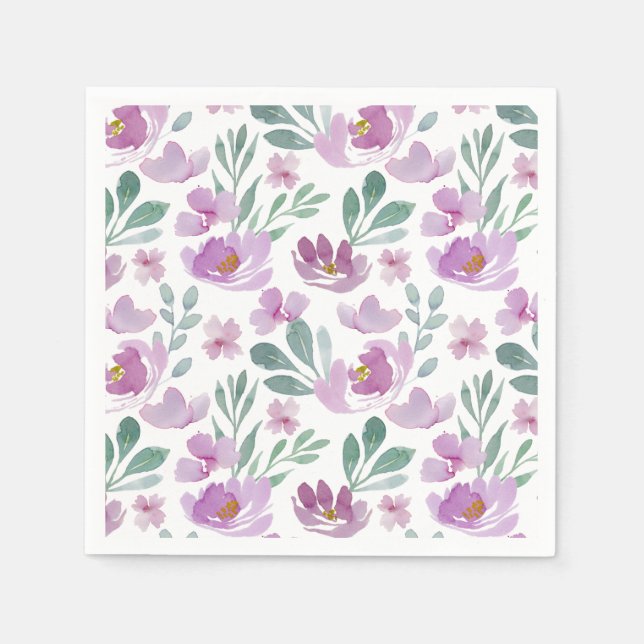 Rustic Floral Watercolor Pattern Napkin (Front)