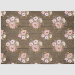 Rustic Floral Watercolor Script Ephemera Decoupage Tissue Paper