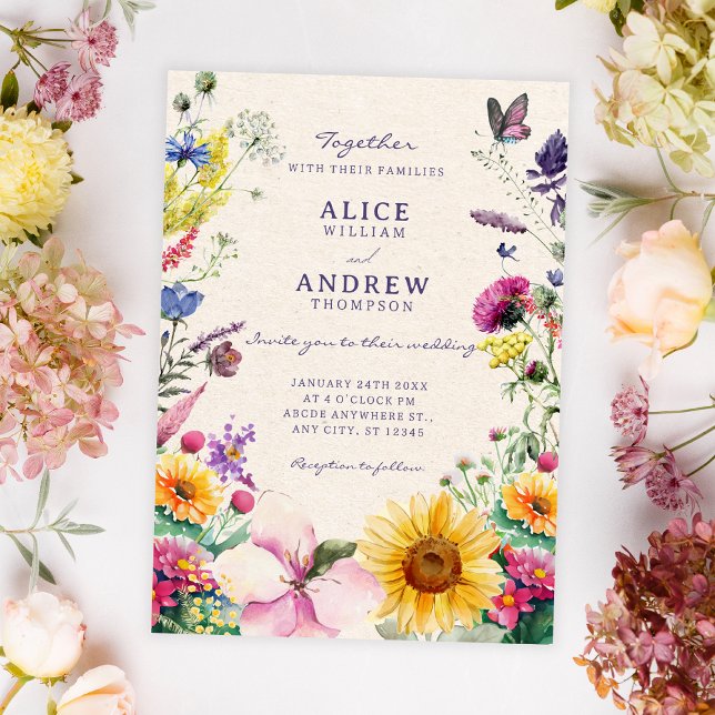 Rustic floral watercolor wedding invitation (Creator Uploaded)
