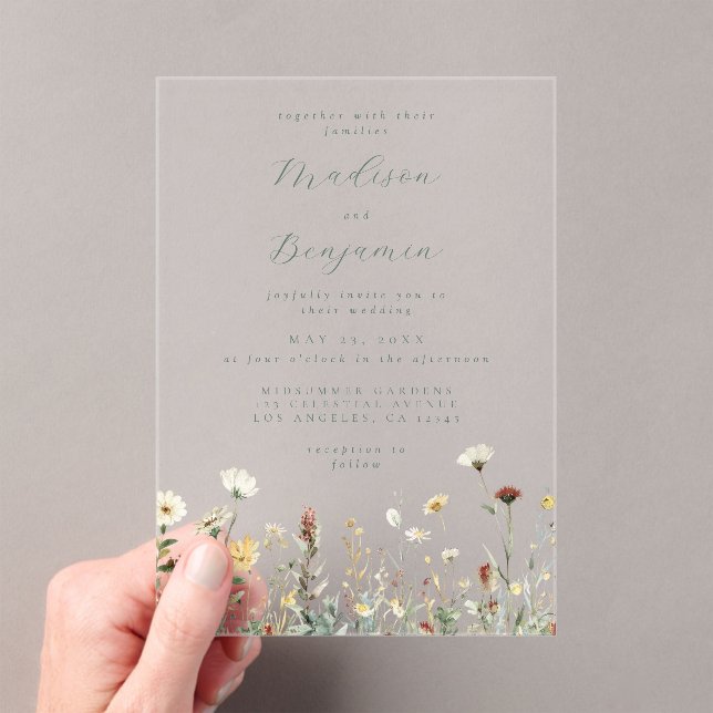 Rustic Floral Wedding Acrylic Invitations (Insitu (Handheld))