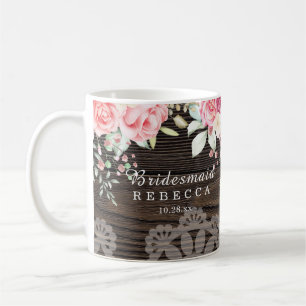 Rustic Floral Wedding Bridesmaid Coffee Mug