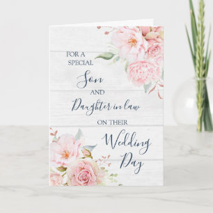 Rustic Floral Wedding Day Son Daughter in Law Thank You Card