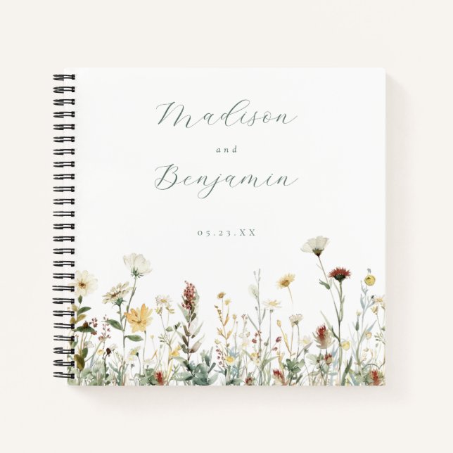 Rustic Floral Wedding Guest Book (Front)