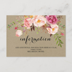 Rustic Floral Wedding Information/Details2-Side-2 Enclosure Card