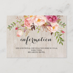 Rustic Floral Wedding Information/Details 2-Side Enclosure Card