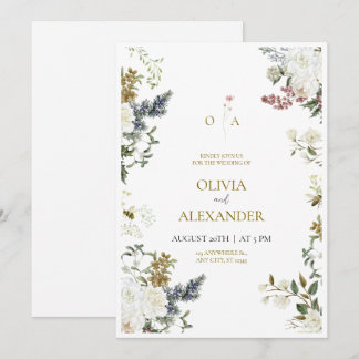Rustic Floral Wedding Invitation