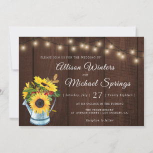 rustic floral wedding invitation