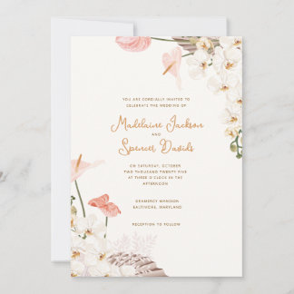 Rustic Floral Wedding Invitation