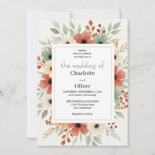 Rustic Floral Wedding Invitation Background
