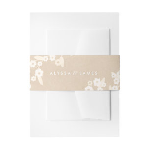 Rustic Floral Wedding Invitation Belly Band   Ecru