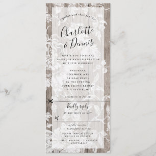 Rustic floral wedding invite with rsvp attached