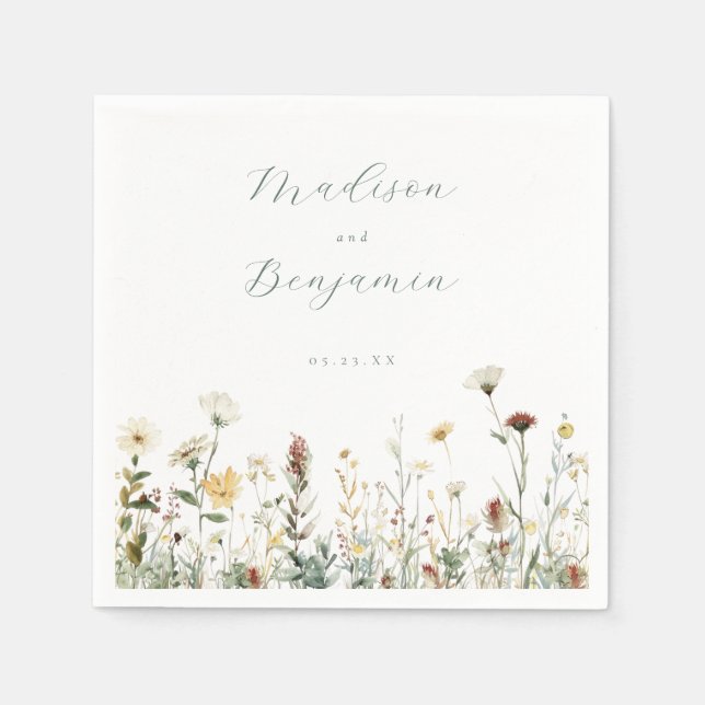 Rustic Floral Wedding Napkin (Front)