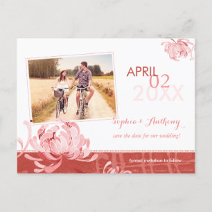 Rustic Floral Wedding Photo Save the Date Announcement Postcard