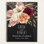 Rustic Floral Wedding Planner<br><div class="desc">Rustic, boho, elegant moody romantic black, burgundy and terracotta wedding planner book with adorable watercolor flowers and pampas grass.</div>
