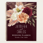 Rustic Floral Wedding Planner<br><div class="desc">Rustic, boho, elegant moody romantic burgundy and terracotta wedding planner book with adorable watercolor flowers and pampas grass.</div>