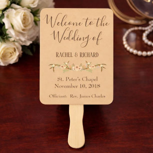 Rustic Floral Wedding Program Hand Fan