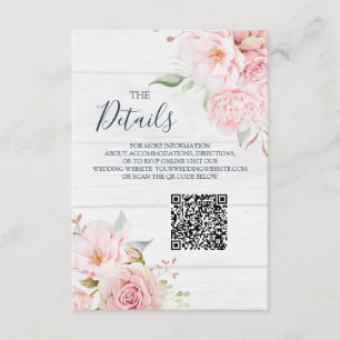 Rustic Floral Wedding QR code Details Insert