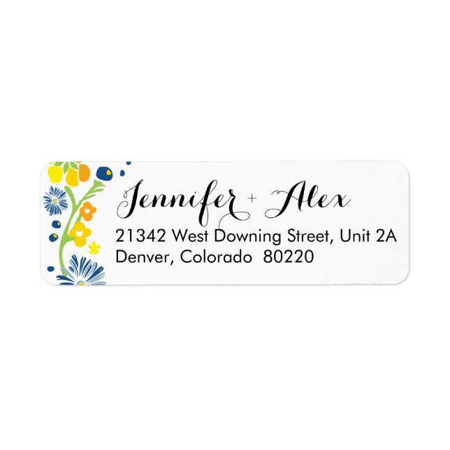 Rustic Floral Wedding Return Address Label (Front)
