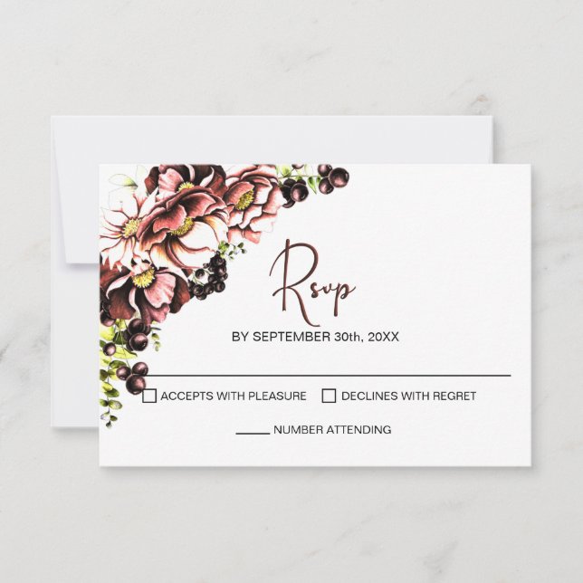 Rustic Floral Wedding RSVP (Front)