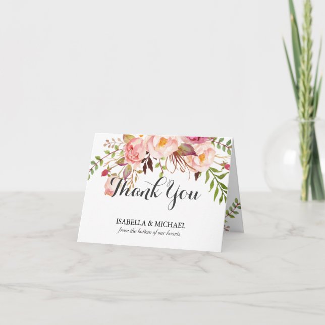 Rustic Floral Wedding Thank You (Front)