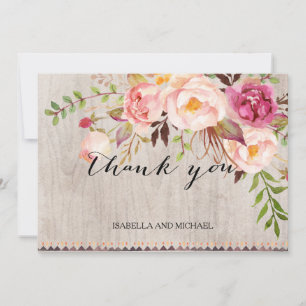 Rustic Floral Wedding Thank You/Double-Sided You Card