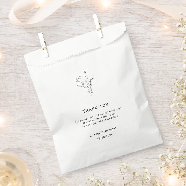 Rustic Floral Wedding Thank You  Favour Bag (Clipped)