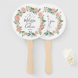 Rustic Floral Wedding Welcome Hand Fan