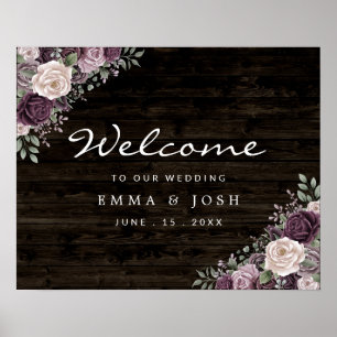 Rustic Floral Wedding Welcome Sign