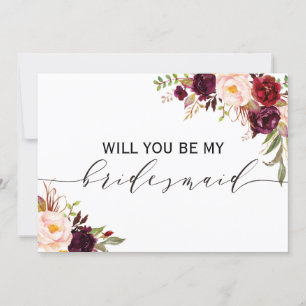 Rustic Floral Will you be my bridesmaid 2 sided Invitation