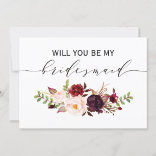 Rustic Floral Will you be my bridesmaid   2side-2 Invitation