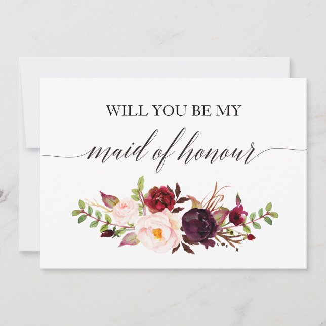 Rustic Floral Will you be my maid of honour-2 Invitation (Front)