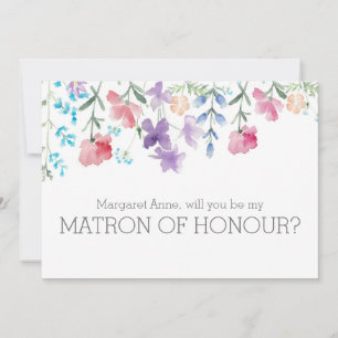Rustic Floral Will You Be My Matron of Honor Invitation