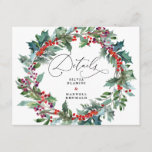 Rustic Floral Winter Wedding Guest Details Enclosure Card<br><div class="desc">Whether you include your hotel room block information on your save-the-dates or your actual wedding invitations, we recommend including these details on a separate insert to give it the attention it deserves. The wedding accommodation card should match the motif of your invitations as much as possible. Add your custom wording...</div>