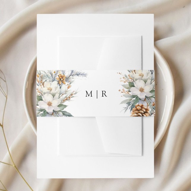Rustic Floral Winter Wedding  Invitation Belly Band (Creator Uploaded)