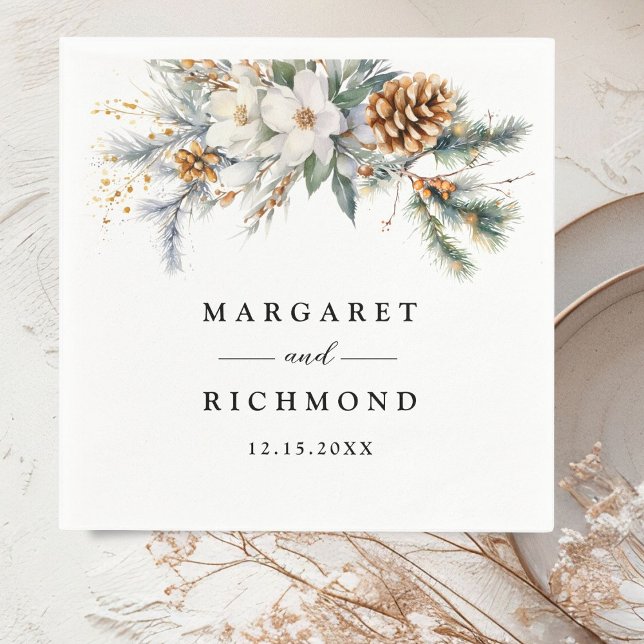 Rustic Floral Winter Wedding Paper Napkin (Creator Uploaded)