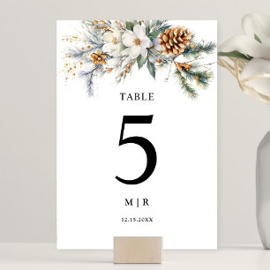 Rustic Floral Winter Wedding  Table Number