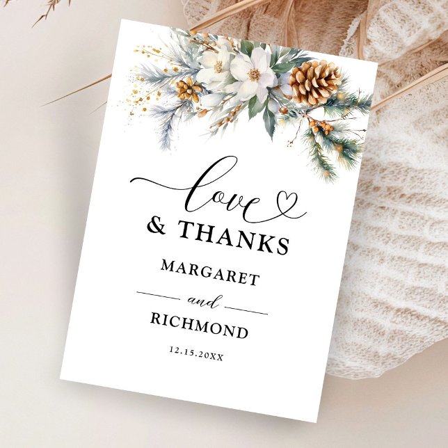 Rustic Floral Winter Wedding Thank You Cards (Creator Uploaded)