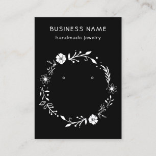 Rustic Floral Wreath Earring Display Black Card
