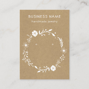 Rustic Floral Wreath Kraft Earring Display Card