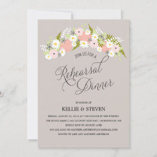 Rustic Floral Wreath Rehearsal Dinner Invitation