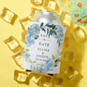 Rustic Floral Wreath Save The Date Photo Can Coole Can Cooler