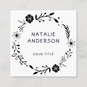 Rustic Floral Wreath Square Business Card