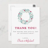 Rustic Floral Wreath | Thank You Wedding Postcard (Front/Back)
