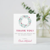 Rustic Floral Wreath | Thank You Wedding Postcard (Standing Front)