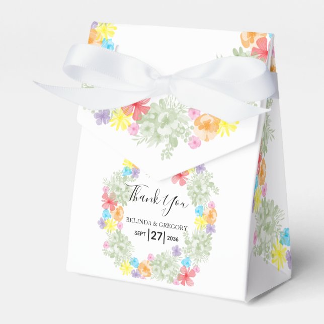 Rustic Floral Wreath Wedding Favor Box (Front Side)