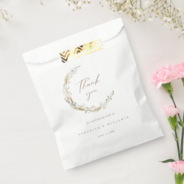 Rustic Floral Wreath Wedding Thank You Favour Bag (Sealed)